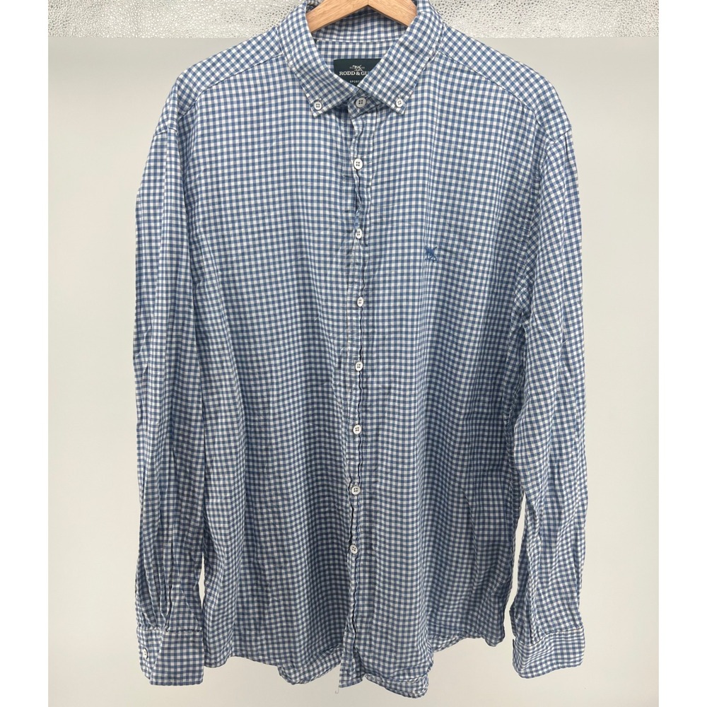 Rodd & Gunn Sports Fit Italian Fabric Gingham Button Up Shirt Men's 2XL 0664